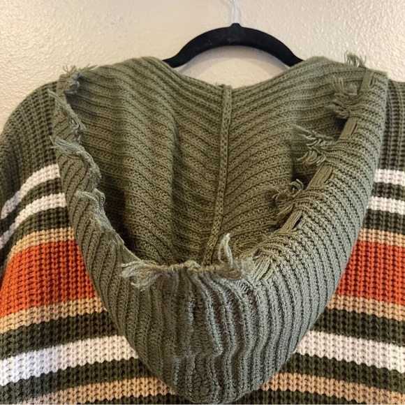 Almost Famous Striped Distressed hooded sweater Dress Tunic Size 1X‎ - Picture 6 of 9